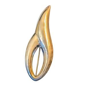 ZINA 925 Sterling Silver Vintage Flame Swirl Brooch Pin